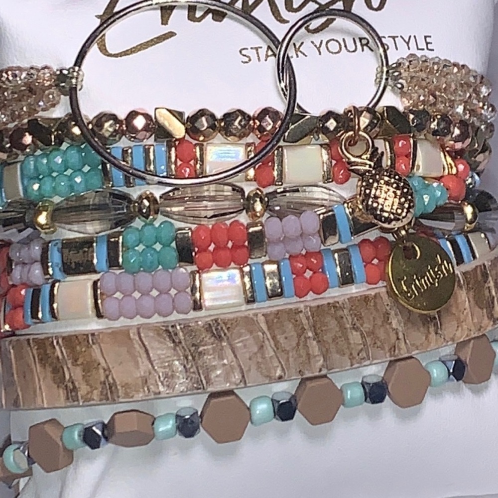 Bundle of 8 Boho Erimish bracelets. Pillow not included.